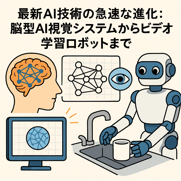 最新AI技術の急速な進化：脳型AI視覚システムからビデオ学習ロボットまで